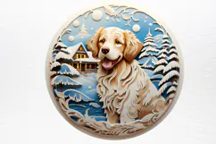 Christmas Dog Ornaments Engraved Clipart PNG Product Image 3