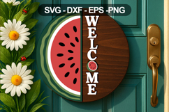 Welcome Watermelon Sign SVG Summer Door Decor Product Image 1