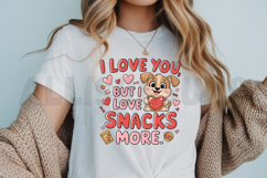 Cute Dog Holding Heart With I Love Snacks More Slogan Product Image 3