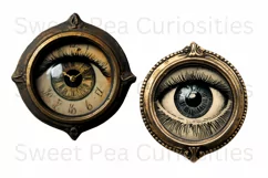 Clocks, Eyes, Steampunk, Ephemera, PNG, watercolor, Clipart Product Image 3