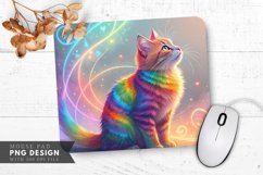 Whimsical Rainbow Cat Adventure Mouse Pad PNG Design Product Image 1