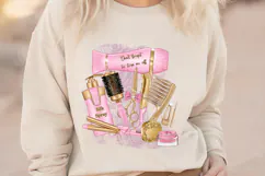 Pink Hair Salon Sublimation PNG Beauty Tools Design Product Image 2