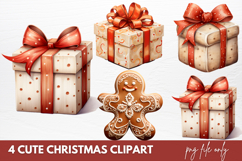 Watercolor Christmas Gingerbread Cookie Clipart Product Image 1