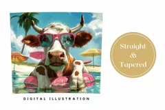 Funny Cow Tumbler Sublimation, Cow in Sunglasses PNG Product Image 3
