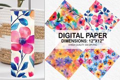 Funky Watercolor Flowers Digital Paper- Flowers Background Product Image 1
