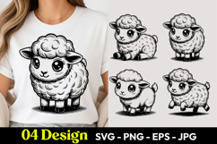 Cartoon Sheep SVG PNG Product Image 1