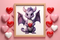 Watercolor Valentine's Day Dragon Clipart, Dragon Watercolor Product Image 3