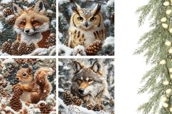 Embroidery Winter Animals Pillow Case, Winter Pillow Product Image 3