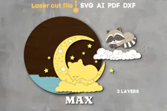 Raccoon Baby Name Sign SVG laser cut file for Glowforge Product Image 3
