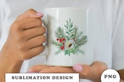 Watercolor Christmas bouquet sublimation Product Image 3