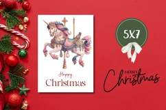 Pink Christmas Horse Greeting Card Printable Product Image 3