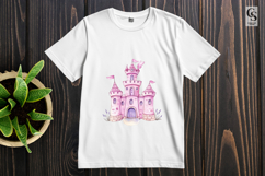Pink Watercolor Fairy Castle Clipart Sublimation PNG Product Image 3