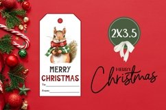 Watercolor Christmas Squirrel Gift Tag, Christmas Gift Tag Product Image 3