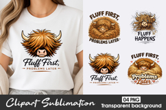 Fluff First Highland Cow Clipart PNG Product Image 1