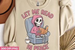 Let Me Read In Peace PNG, Funny Skeleton Sublimation PNG Product Image 3