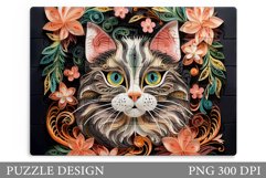 Cat Puzzle Design. Cat Quilling Puzzle Sublimation Product Image 1