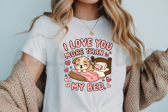 Cute Puppy In Bed Love You More Than My Bed Cartoon Product Image 3