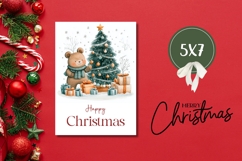 Cartoon Christmas Bear Greeting Card Template Product Image 3