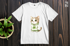 Cute Shamrock Hoodie Cat Clipart Sublimation PNG Product Image 2