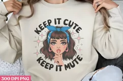 Keep It Cute PNG, Funny Retro Girl sublimation PNG Product Image 3