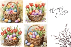 Watercolor Tulips Pillow Template, Easter Basket Pillowcase Product Image 3