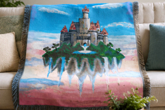 Cross stitch floating castle island embroidery digital file. Product Image 2