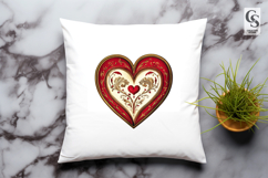 Red Gold Floral Heart Clipart Sublimation PNG Product Image 3