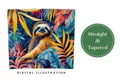 Sloth Tumbler Wrap, Tropical Leaves Sublimation Tumbler Product Image 3