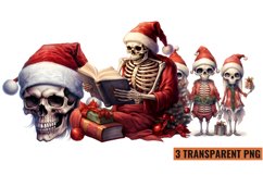 Watercolor Christmas skeleton Sublimation Clipart PNG , Product Image 1