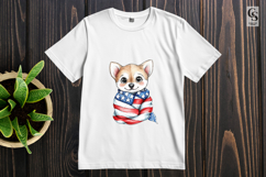 Cute Puppy American Flag Clipart PNG Product Image 3