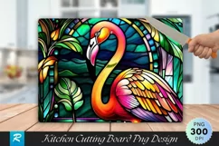 Stained Glass Flamingo Bird Cutting Board PNG Design Product Image 1