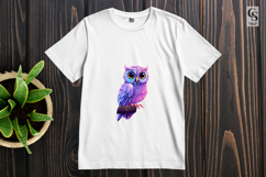 Cute Colorful Owl on Branch Clipart PNG Product Image 2