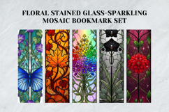Floral Stained Glass &amp; Sparkling Mosaic Bookmark Set Product Image 3