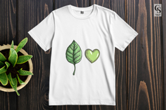 Hand Drawn Green Leaf and Heart Clipart Sublimation PNG Product Image 2
