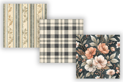 Charcoal Toile Digital Paper Pack, Vintage Floral Toile Product Image 3
