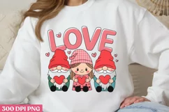 Love Valentine's Gnomes PNG, Cozy Valentine Sublimation PNG Product Image 1