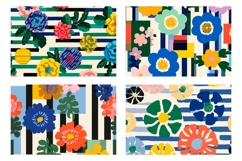 Pop Art Flowers Cosmetic Bag, Floral Cosmetic Bag PNG Product Image 3