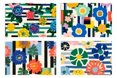 Pop Art Flowers Cosmetic Bag, Floral Cosmetic Bag PNG Product Image 3