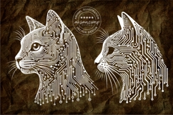 Cat Circuit Head Tech Line Art Animal Product Image 2