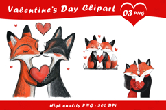 Cute Fox Couple Love Clipart PNG Product Image 1