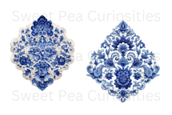 Blue Toile, Ephemera, PNG, Clipart, Junk Journal, flowers Product Image 3