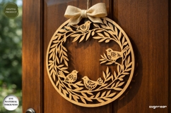 Floral Wreath Door Sign Laser Cut | Door Hanger | SVG Product Image 1