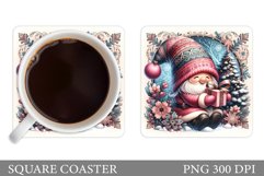 Cute Gnome Coaster Design. Christmas Coaster Sublimation Product Image 1