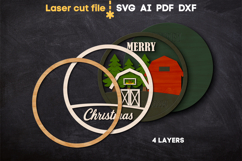 Barn Christmas Door Hanger SVG laser cut file for Glowforge Product Image 3