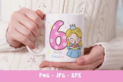 Birthday number sixth birthday party angel kawaii clipart Product Image 6