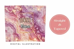 Pink Marble Tumbler Wrap, Boss Mama Tumbler Sublimation Product Image 3