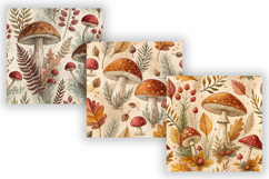 Watercolor Mushroom Seamless Patterns, Woodland Forest Product Image 3