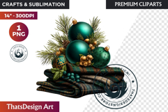 Christmas Baubles Clipart, Festive Holiday Ornaments PNG Product Image 1