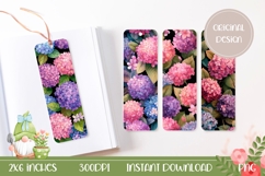 Purple Hydrangea Bookmark Template, Floral Bookmark Print Product Image 1