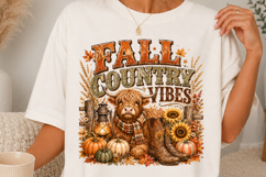 Fall Country Vibes Highland Cow Autumn Sublimation SVG Product Image 3